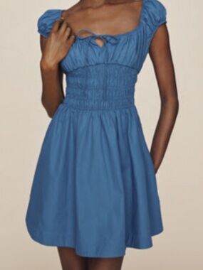 NWT Anthropologie Smocked Waist Blue Cotton-Blend Dress
